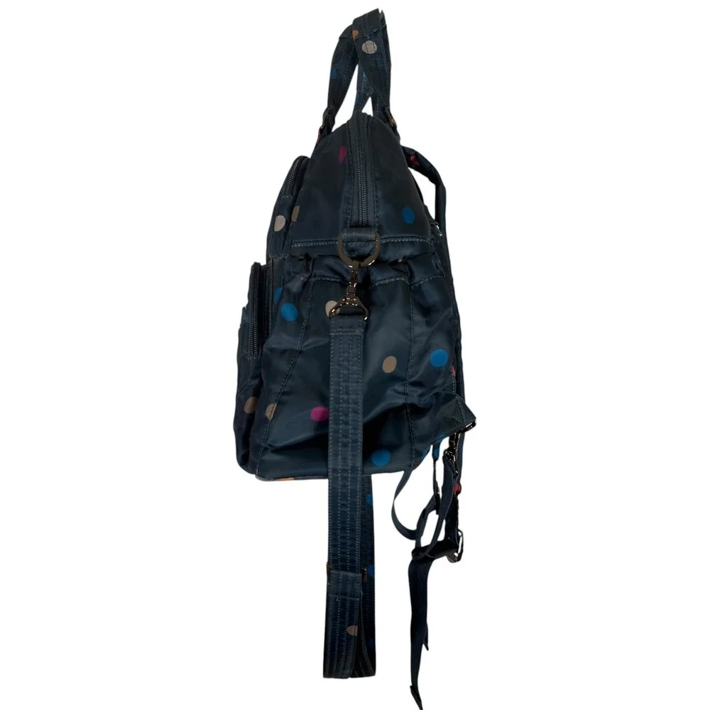 Lug Canter Backpack Tote Navy Polka Dot Convertible Travel Bag